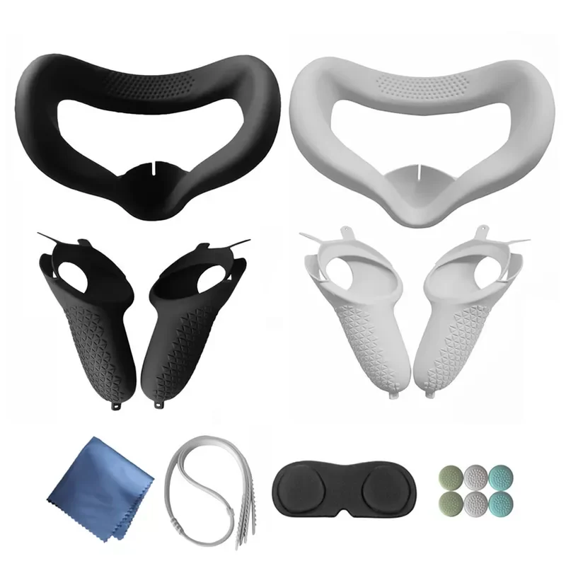

NEW2023 VR Handle Set Protective Cover Accessories Protection Kit for Oculus Quest2 VR Game Controller Set VR Lens Protective Co