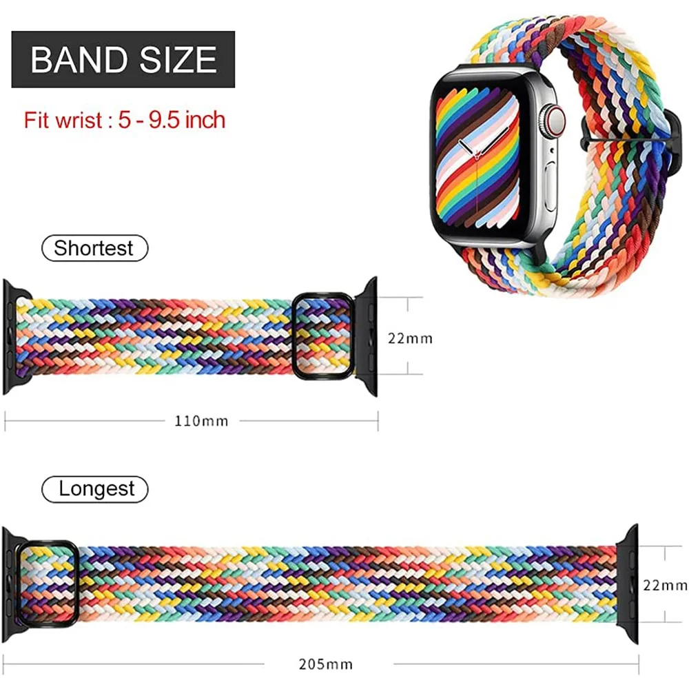 Nylon loop strap for Apple watch band 45mm 41mm 44mm 40mm 42mm 49mm Elastic Bracelet iWatch Ultra 49 mm 44 45 Series 5 6 7 SE 8