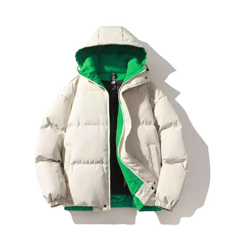 Хлопковое пальто с цветными блоками для мужчин зимняя теплая утолщенная