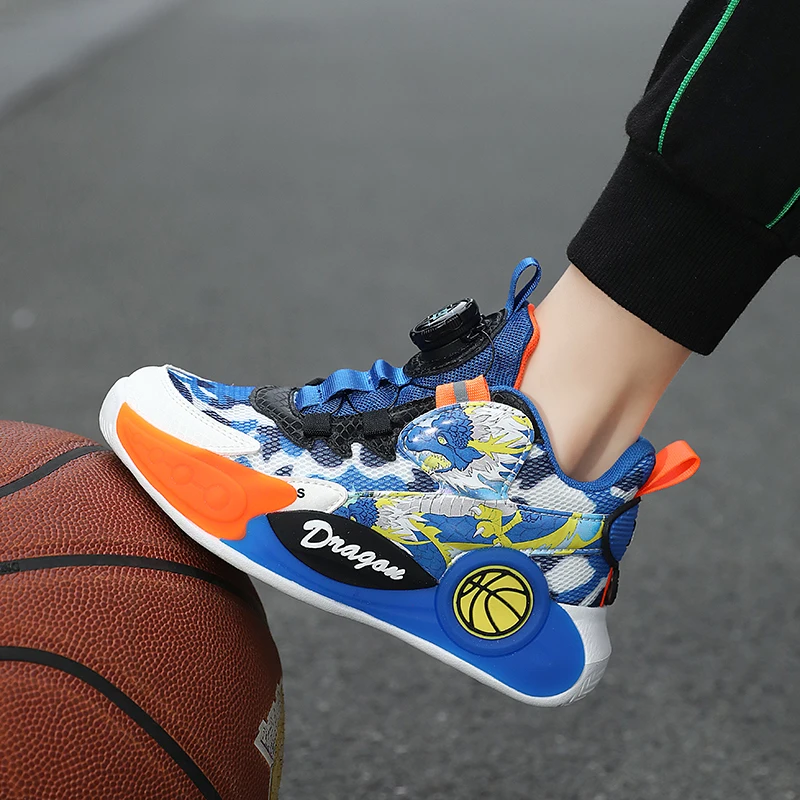 Kids Basketball Shoes for Boys Leather Breathable Anti-slipper Sole Sports Flat Tennis Big Boys  Running Footwear Size 29-39