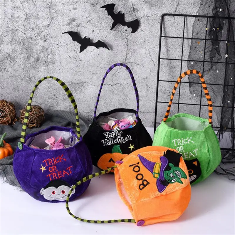 

1PC Halloween Tote Bags Halloween Candy Storage Bucket Loot Party Kids Pumpkin Trick Or Treat Candy Bag Portable Gift Basket