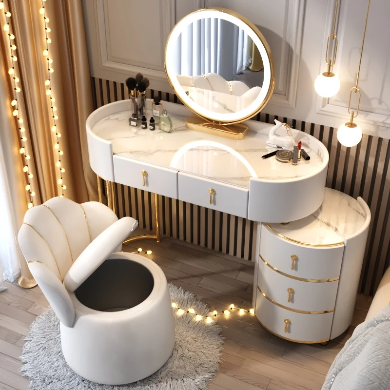 

Mirrors Luxury Dressing Table Minimalist Container Drawer Coffee Storage Dressing Table White Meuble De Chambre Modern Furniture