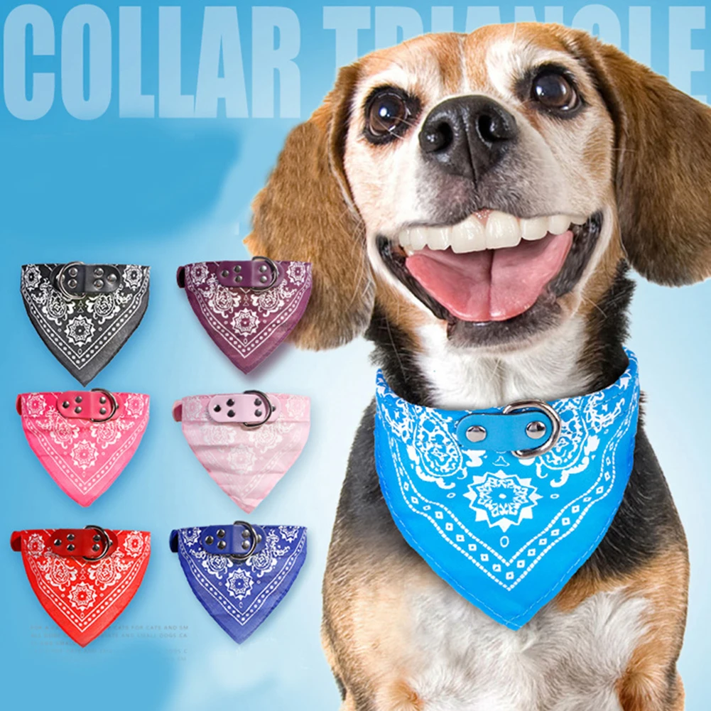 

Pet Dog Collars With Print Scarf Cute Adjustable Small Dog Bandana Collar Neckerchief Puppy Pet Slobber Towel Cat Accessories