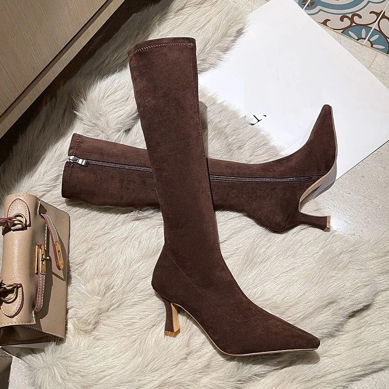 Сексуальные ботинки с боковой подсветкой Элегантные Высокие острым носком на