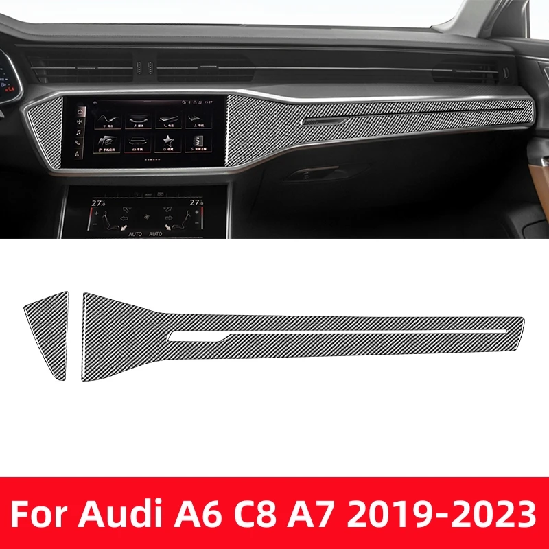 

For Audi A6 A6L C8 A7 2019-2023 Accessories Auto Center Console Carbon Fiber Interior Fitting Board Decor Strip Panel Sticker