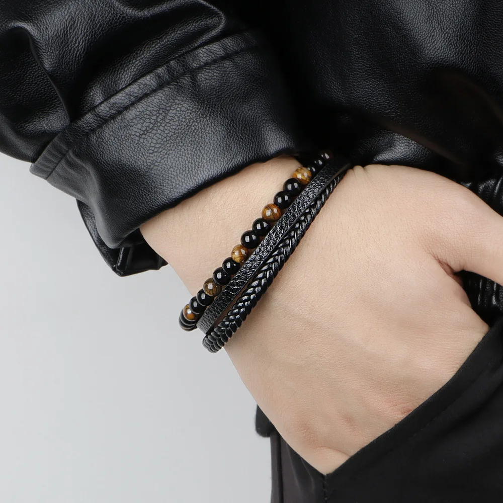 2022 New Mens Bracelets Beaded Volcanic Stone Leather Mutilayer Hand-Woven Fashion Jewelry Simple Boyfriend Gift Wholesale Price |