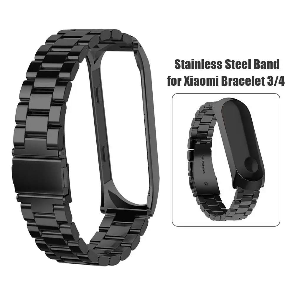 

Ремешок из прочных бусин для часов, Классический Тонкий ремешок из нержавеющей стали с 3 бусинами и металлическим корпусом для браслета Xiaomi ...