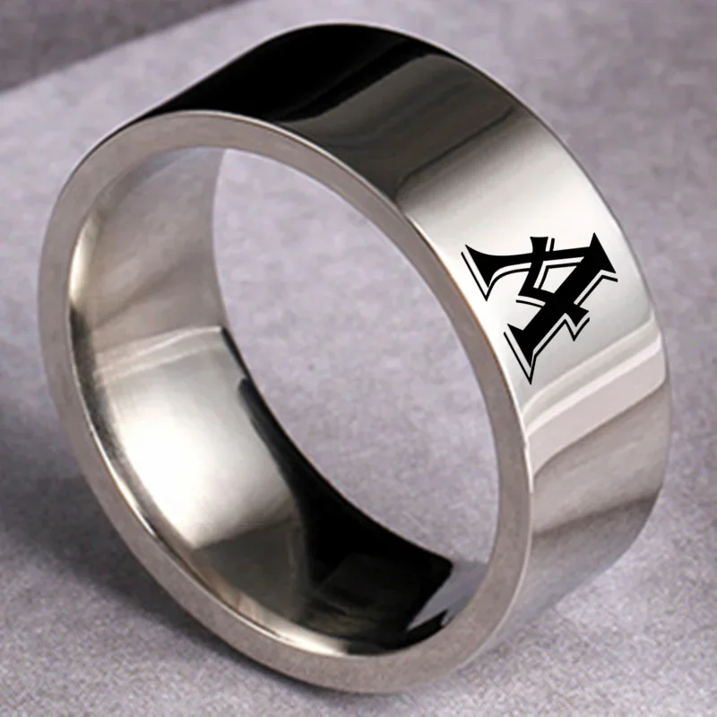 8 мм персонализированное кольцо с первоначальной гравировкой от А до Я алфавит