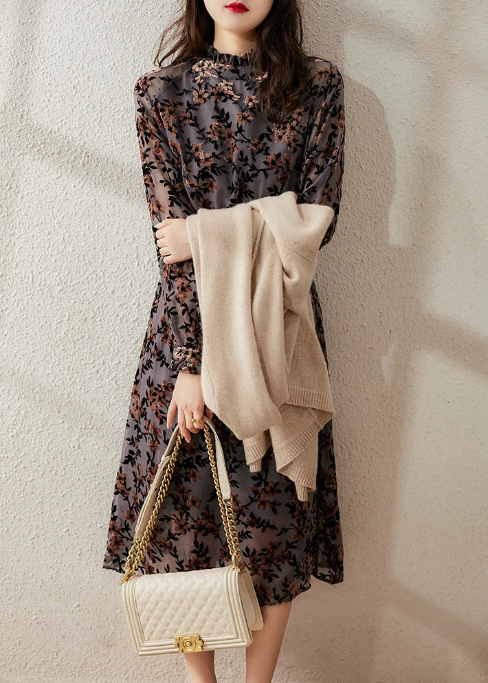 

Горячая Распродажа 2023 Новинка весна-осень юбка средней длины с разбитыми цветами, женское шелковое платье