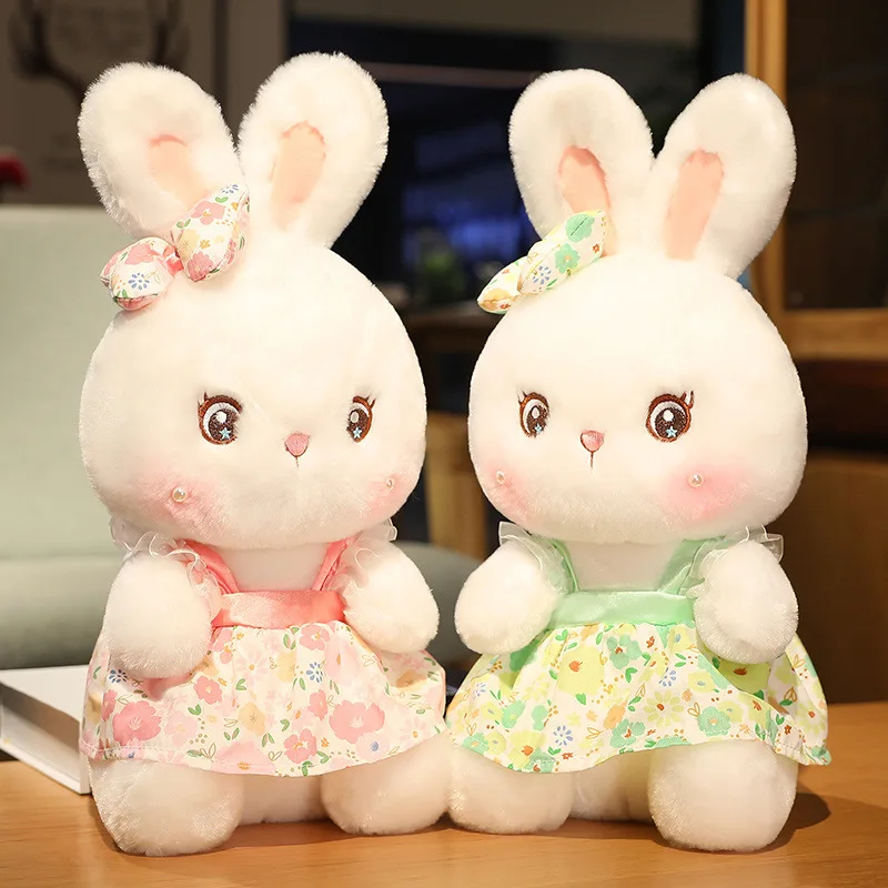 

Idyllic Wear Flower Cloth Small Rabbit Plush Stuffed Animals Toy Doll Pillow Sleep Bed Girl Children's Birthday Bluey Gift