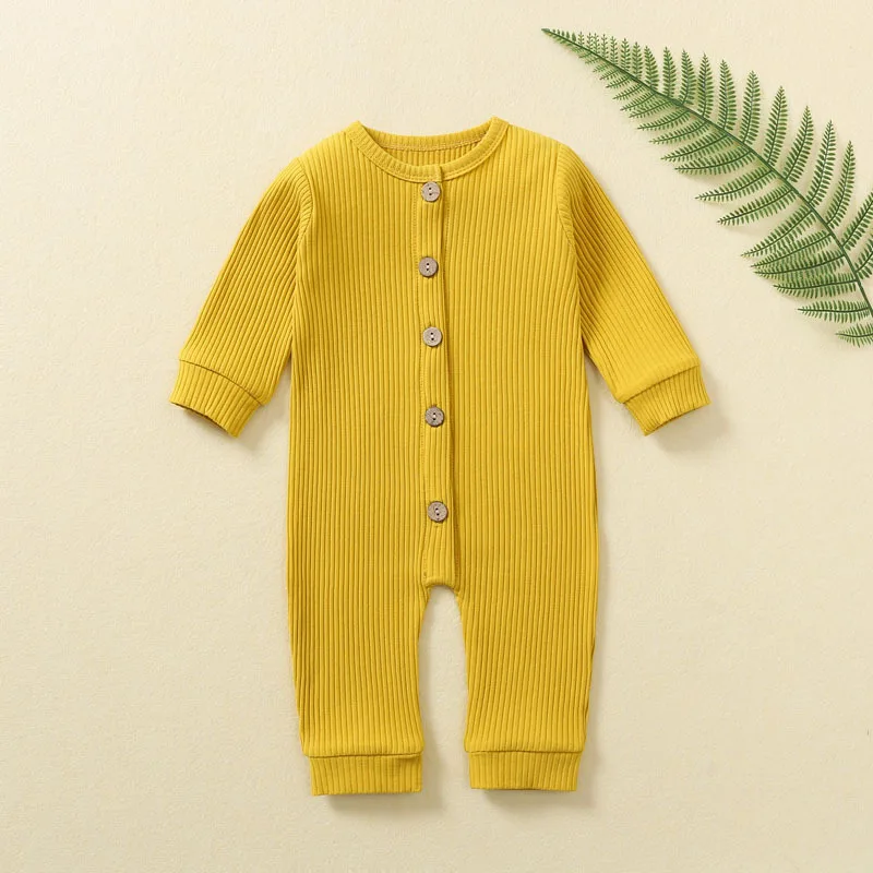 INS Ribs New Fashion Baby Rompers Long Sleeved 100% Cotton Girl Boy Sleepsuits Newborn Sleepers Infantil Clothes Roupa De Bebe