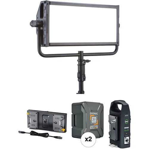 

Led Light Litepanels Gemini 2x1 RGBWW LED Soft Panel Kit With 2 Dionic 26V Batteries / Battery Bracket