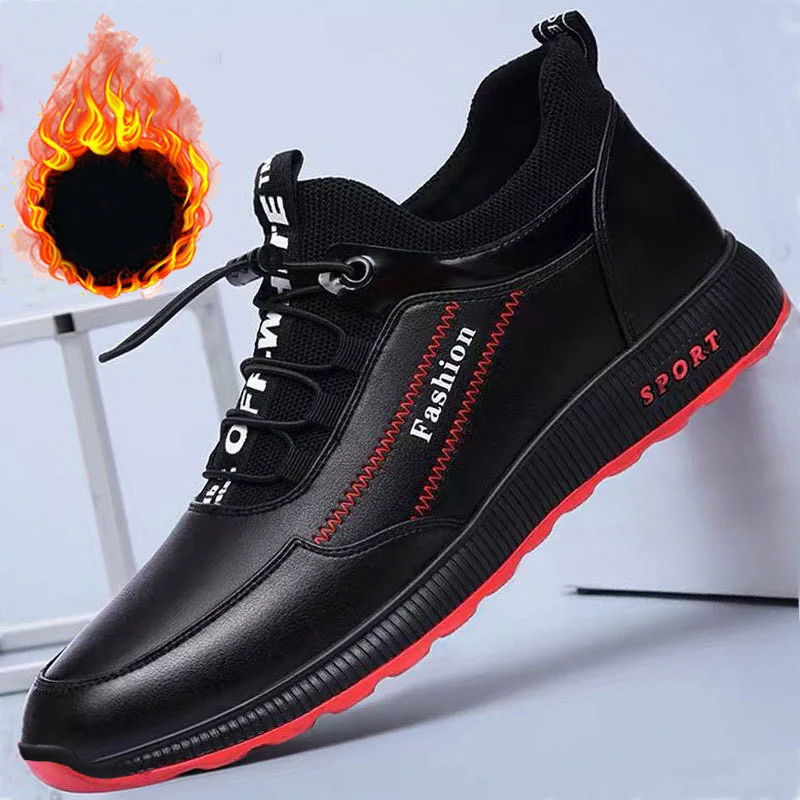 

Autumn Winter Casual Shoes Sneakers Men 2023 New Breathable Light Running Sports Shoes for Men Waterproof Warm Men Leather Shoes