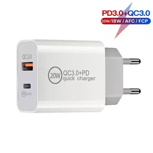 USB/PD Power Adapter Charger US EU Plug PD QC3.0 20W/18W Smart Phone Fast Charger for iPhone 13 12 11 Pro Max HUAWEI Charger