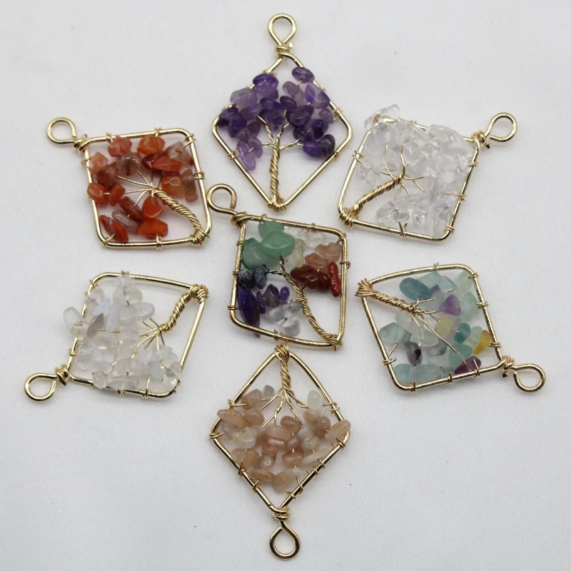 

Ожерелье с кулоном «Древо жизни» из натурального камня, 7 чакр, кварцевый кристалл ручной работы, свадебные украшения для женщин, оптовая продажа