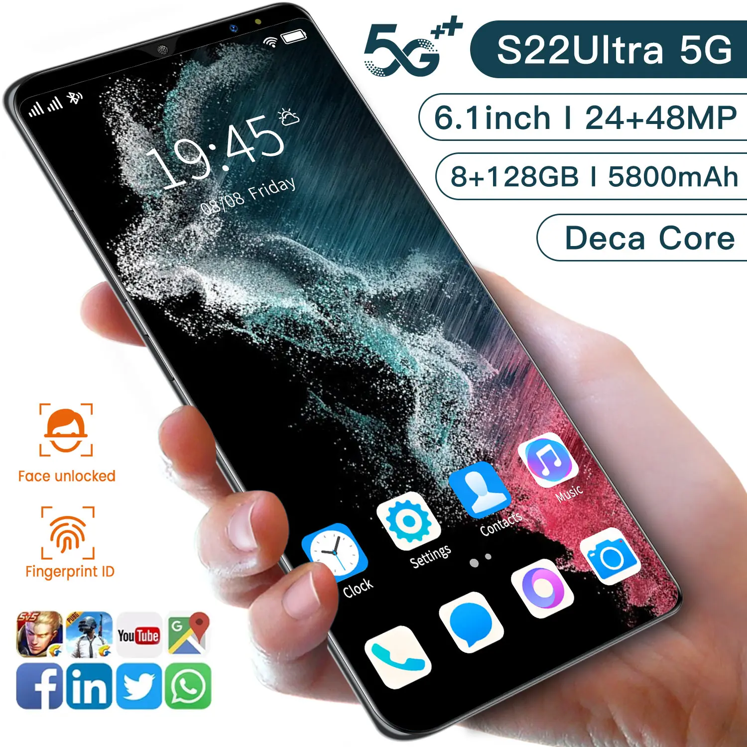 2022 S22 ультра 128 ГБ оптом дешевые 3G/4G/5G Двойные sim-карты смартфоны Android долговечные