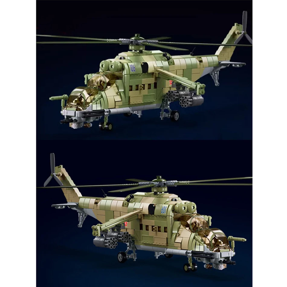 Фото Конструктор Sluban MI-24: Новый военный вертолет, модель современных вооруженных сил, набор для сборки своими руками, кирпичики для детей, игрушка на день рождения №5