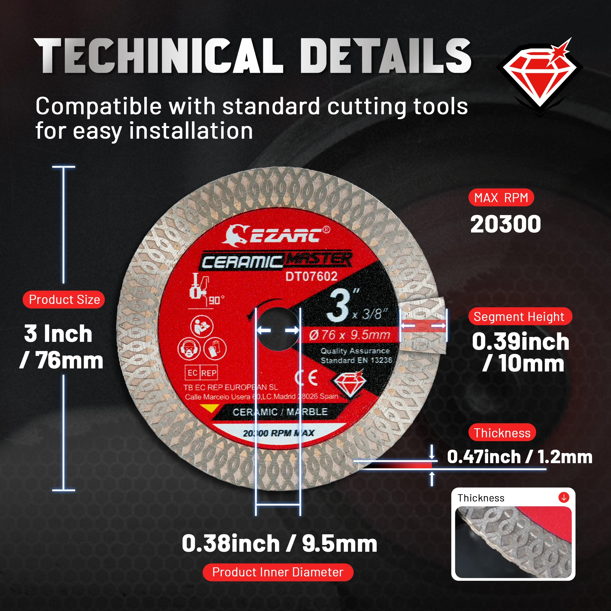 Алмазные лезвия EZARC 2 шт