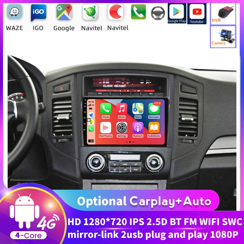 Автомагнитола на Android видеоплеер для Mitsubishi PAJERO 4 2006 2007 2008 2009 2010 2011 2012 2013 2014
