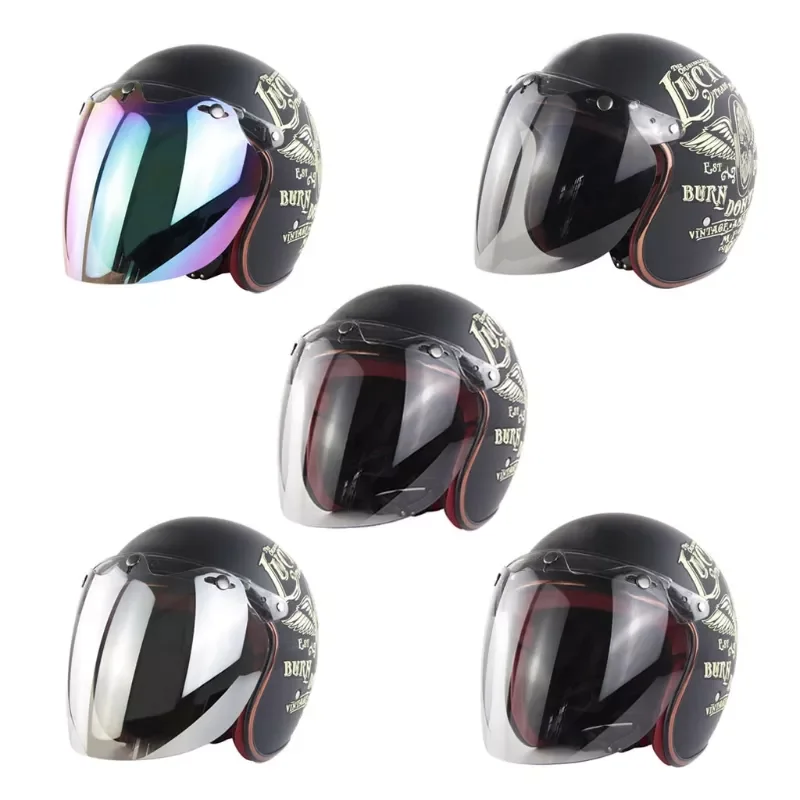 

Мотоциклетный шлем с пузырьковым стеклом, 3-защелкивающийся дизайнерский шлем с открытым лицом, козырек с объективом из поликарбоната, пода...