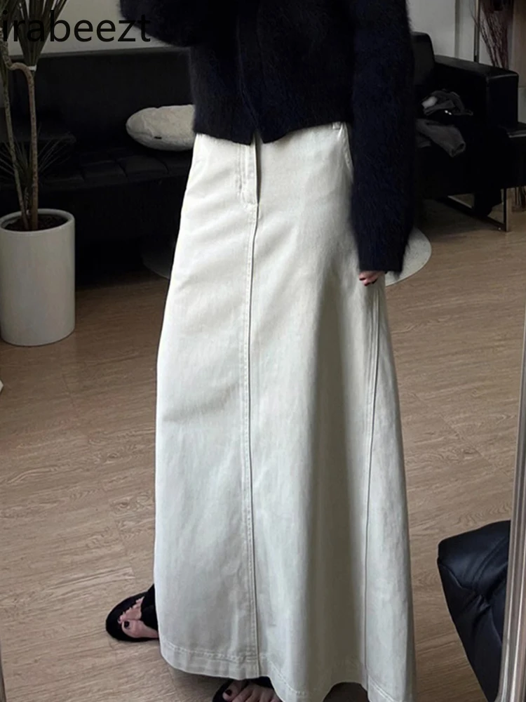 Женский халат Mi-Body большого размера с завышенной талией белая джинсовая