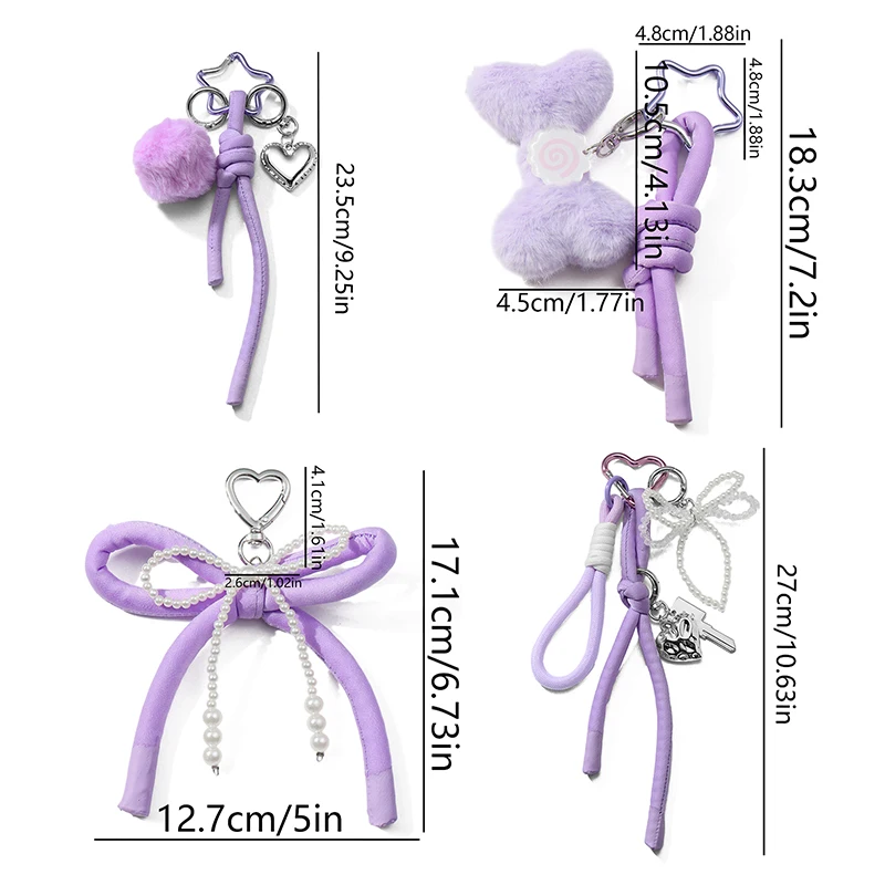 Keychain Y2k Rope Purple Handmade Bow Keyring Sweet Woven Rope Keychain Fashion Y2K ...