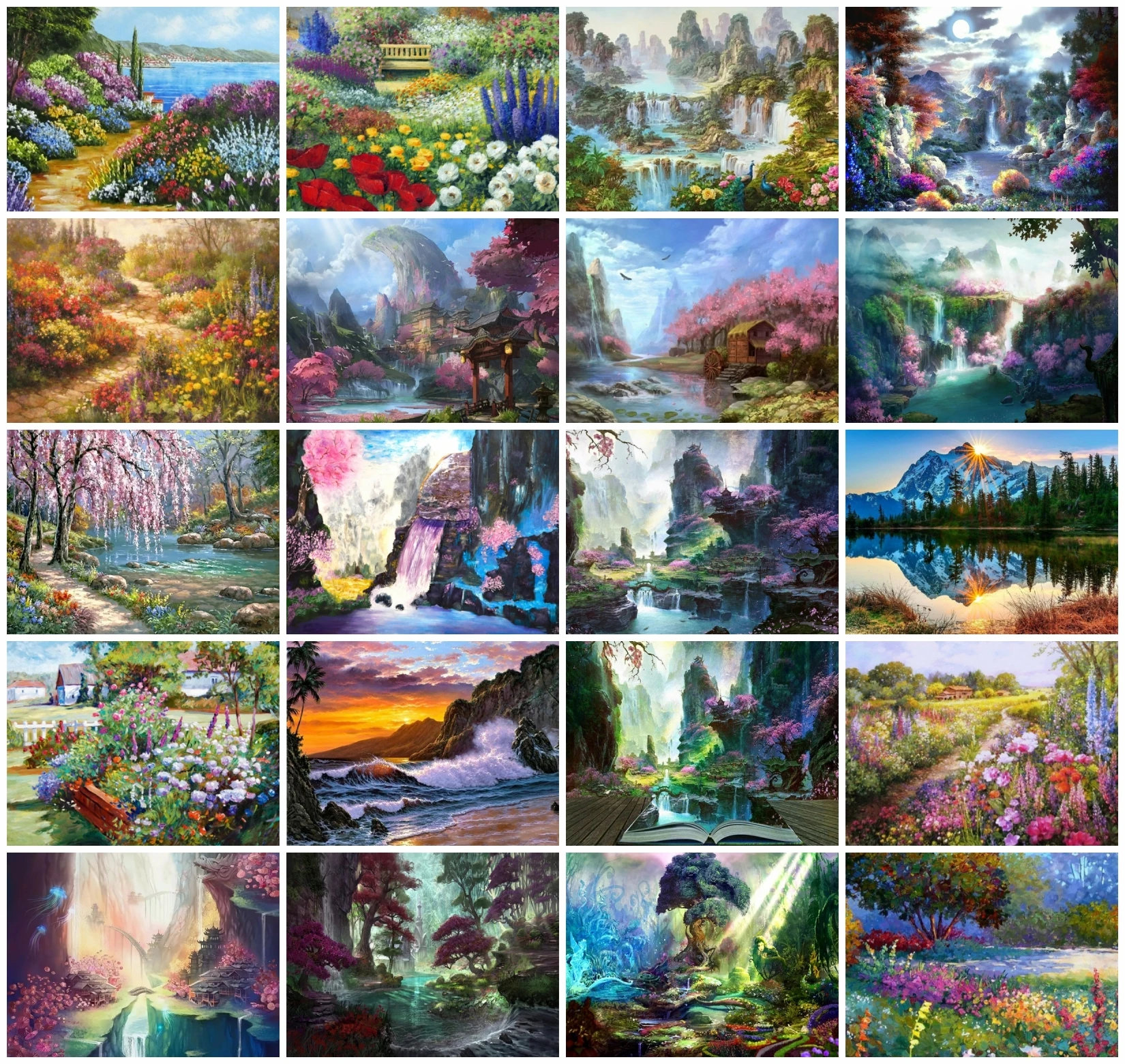 

AZQSD Paint By Numbers For Adults Mountain Waterfall Canvas Paint Frameless Painting By Numbers Landscape Handpainted Wall Decor