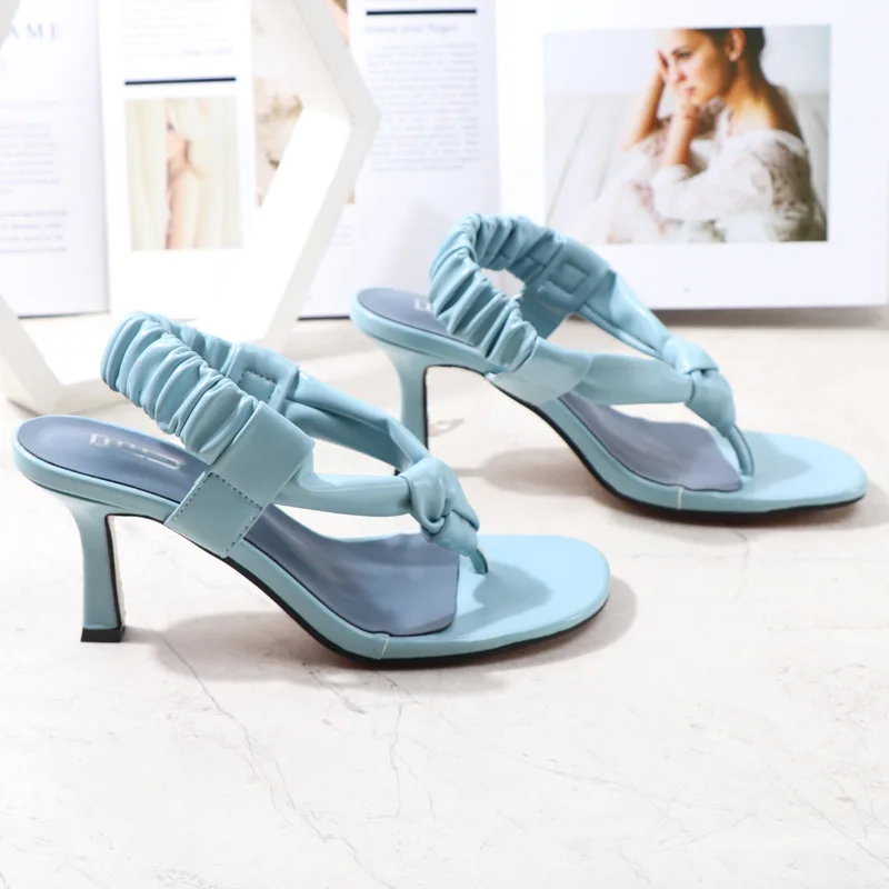 

Women's Shoes 2022 Summer New Comfortable Soft Surface PU Flip-Flop Elastic High Heel Casual Korean Women's Sandals 7.5CM