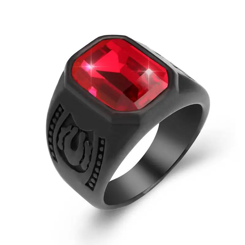 

Horseshoe Pattern Men's Rings Black Simple Trend Party Fashion Jewelry Classic Creativity Personality Zircon Rings Gift