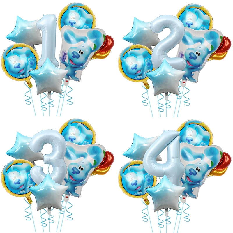 1 набор голубых подвесок из мультяшной фольги в виде собаки