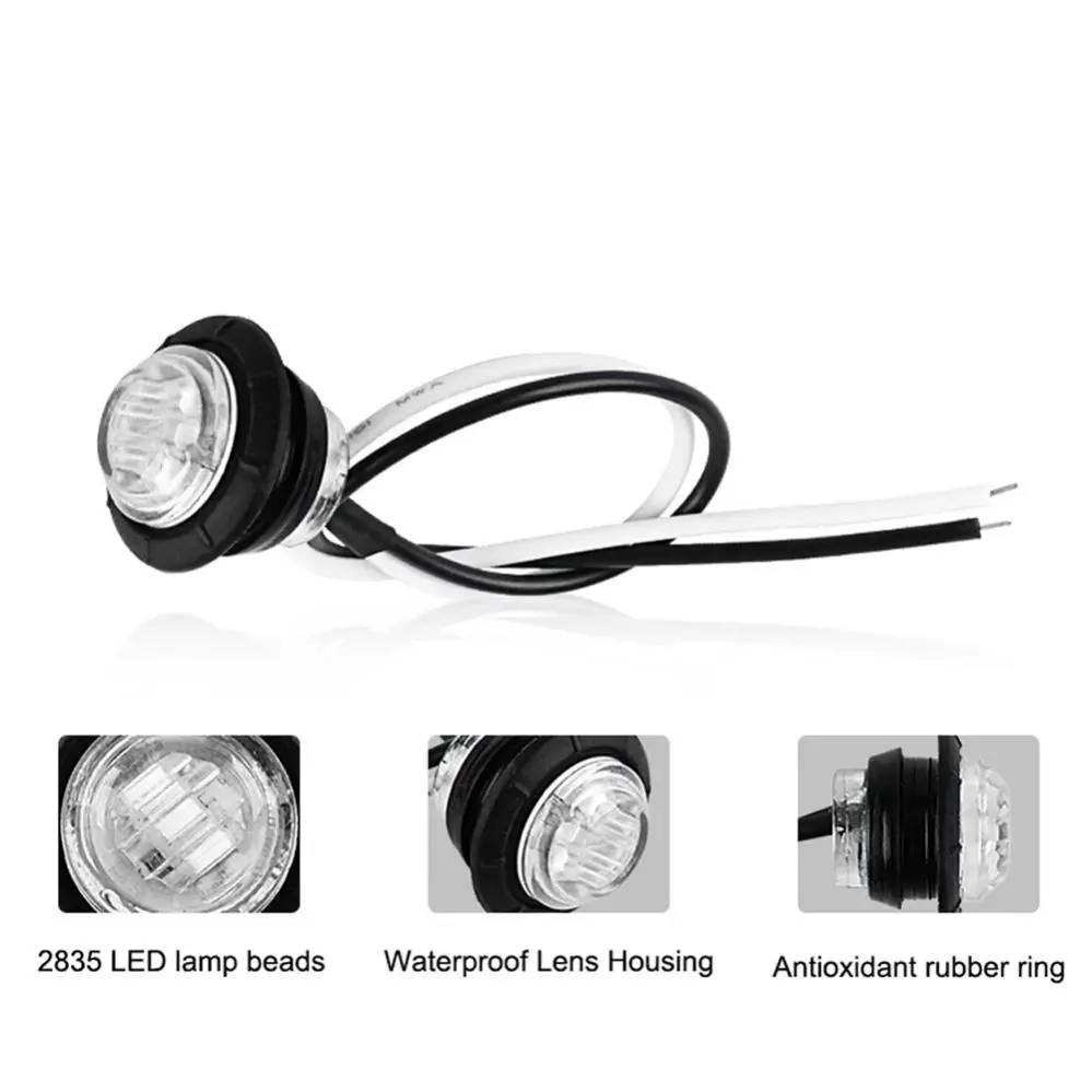 

10 шт., 24 В, 3/4 дюйма, светодиодный боковой габаритный фонарь для грузовика, круглый поворотный фонарь для грузовика, автомобиля, автобуса, прицепа, каравана, лодки