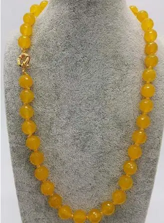 

Модное ожерелье из натуральных граненых желтых круглых камней 10 мм, 45 см AAA