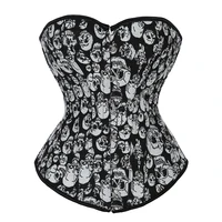 skull plus size burlesque costumes women corset bustier tops steel boned overbust corset