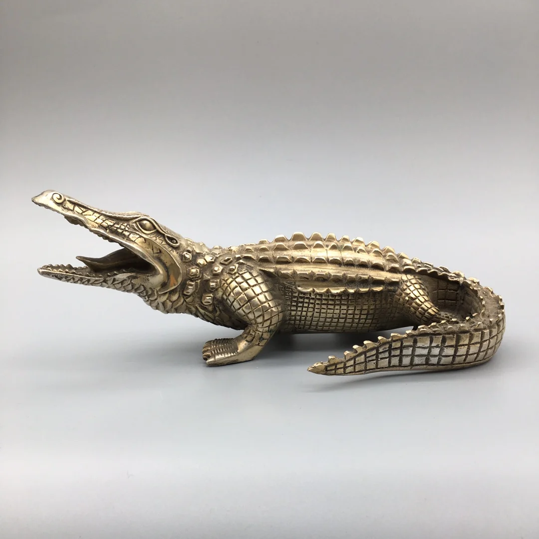 Exquisite antique white copper aged crocodile ornaments