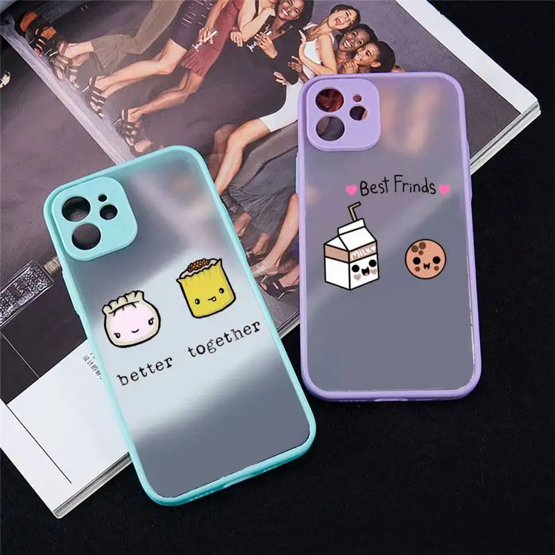 

Milk Biscuits BFF Best Friends Phone Case For iPhone 13 12 11 Mini Pro XR XS Max 7 8 Plus X Matte transparent blue Back Cover