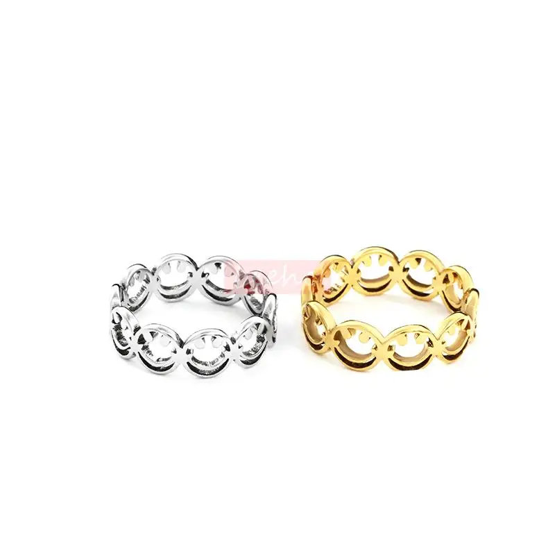 Модные кольца со смайликом для женщин регулируемое Открытое кольцо из