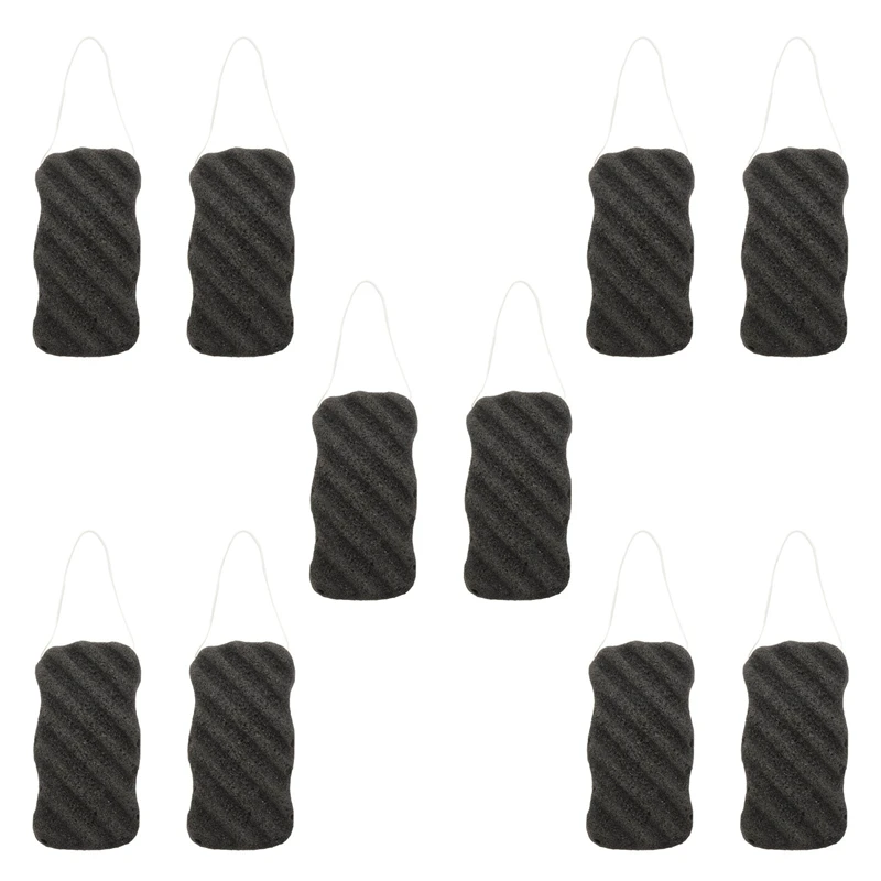 

10X набор губки Konjac с активированным бамбуковым углем-губка для тела и лица, губка для глубокого очищения для ухода за кожей