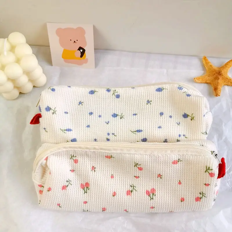 

1Pc Cute Small Flowers Pencil Cases Floral Cotton Linen Pencil Bag Simple Pen Bag Storage Bags School Supplies Kawaii Stationery