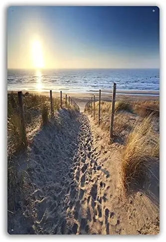 

Vintage Retro Metal Wall Decor Path to Sand Beach in North Sea