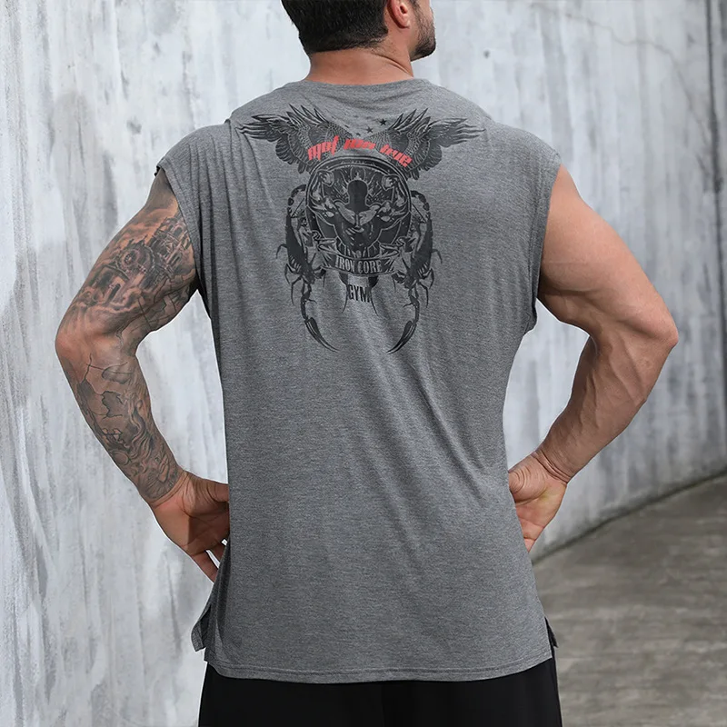 2022 Summer Men's Fitness Sports Vest Loose Large Size Waistcoat T-shirt Men's Personality Printing Quick-drying Bottoming Shirt