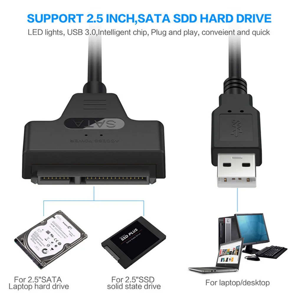 

Кабели 22-контактные USB SATA 2,5, шнур, портативный конвертер для жесткого диска, подключение, поддержка проводов, аксессуары для офиса, Type-C