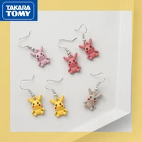 takara tomy pikachu 2022 new resin three dimensional cute pendant girl earrings student cartoon sweet simple earrings