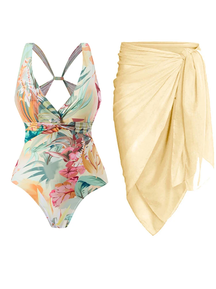 Fashion Printing Swimsuits Women 2023 One Piece High Waist Bikini Slim Women's Swimwear Backless Sexy Beach Clothes for Holidays