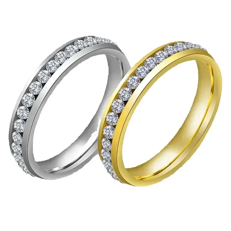 51JEWELRY 4 мм классические роскошные золотые кольца с инкрустацией из нержавеющей