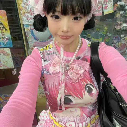 Deeptown  Kawaii аниме футболка женская полиэстер короткая
