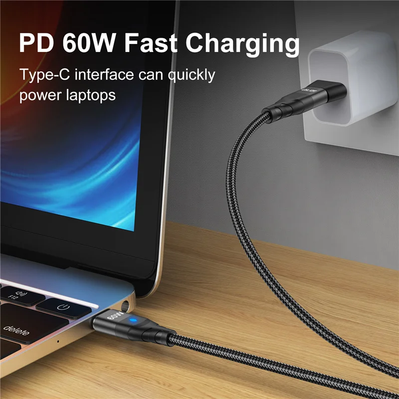 Усб Лион 60Вт ПД быстрый зарядный кабель USB-C в тип микро магнитный данных шнур 3А для iPhone 13 Макбук Хуавей Самсунг С22.