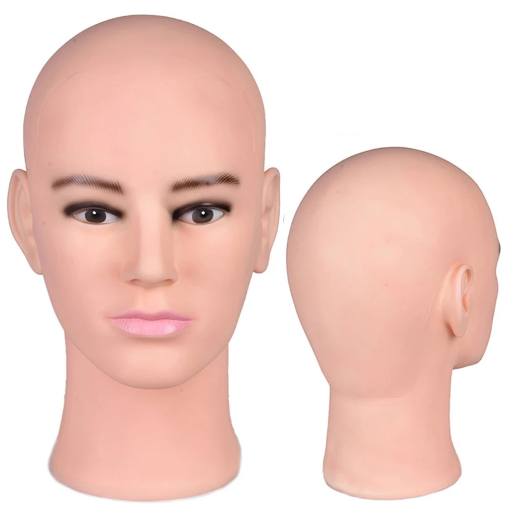 Rubber Male Mannequin Head and Clamp For Wigs Professional Training Cosmetology Bald Model Head For Making Wigs 54cm/60cm
