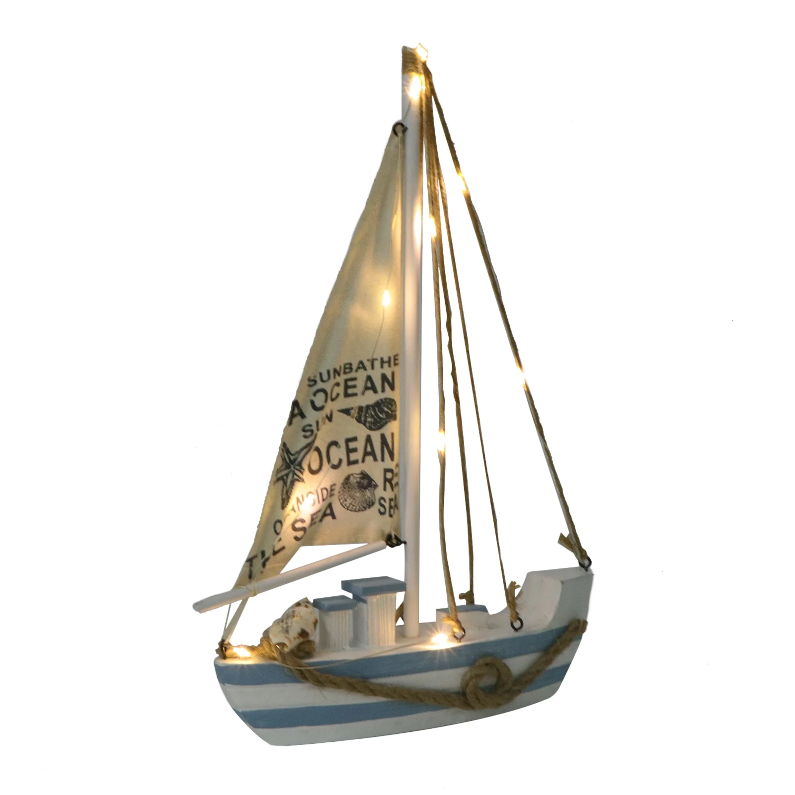 

Sailboat Boat Model Nautical Decor Sailing Ship Wooden Decorations Decoration Beach Ornament Home Led Coastal Figurine Miniature