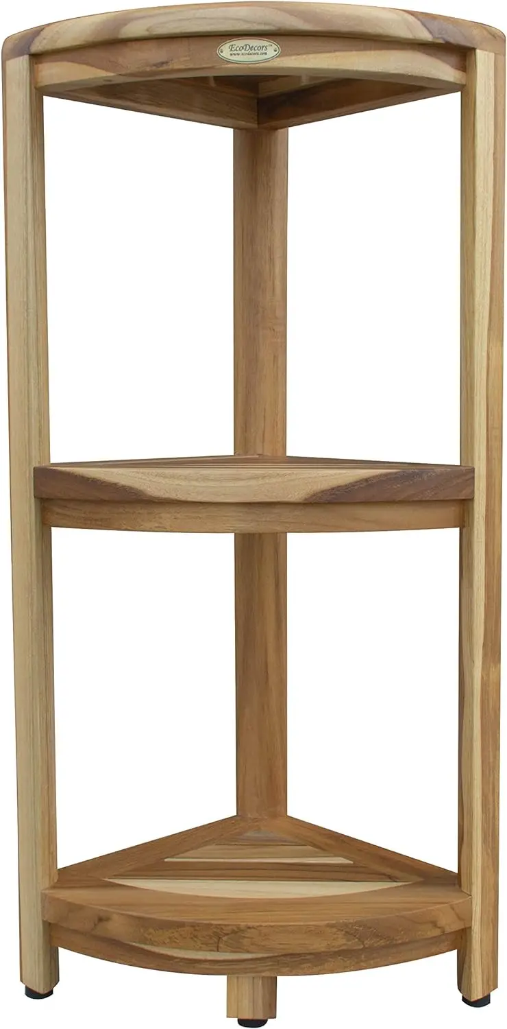 

Corner Teak Shower Corner Shelf 33" Radius 18\u201D Tall Natural Wood Corner Shower Seat Spa Bench with Shelf Corner Stool f Sop