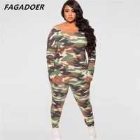 fagadoer fashion camouflage print tracksuits women round neck long sleeve top jogger pants two piece sets casual sport outfits